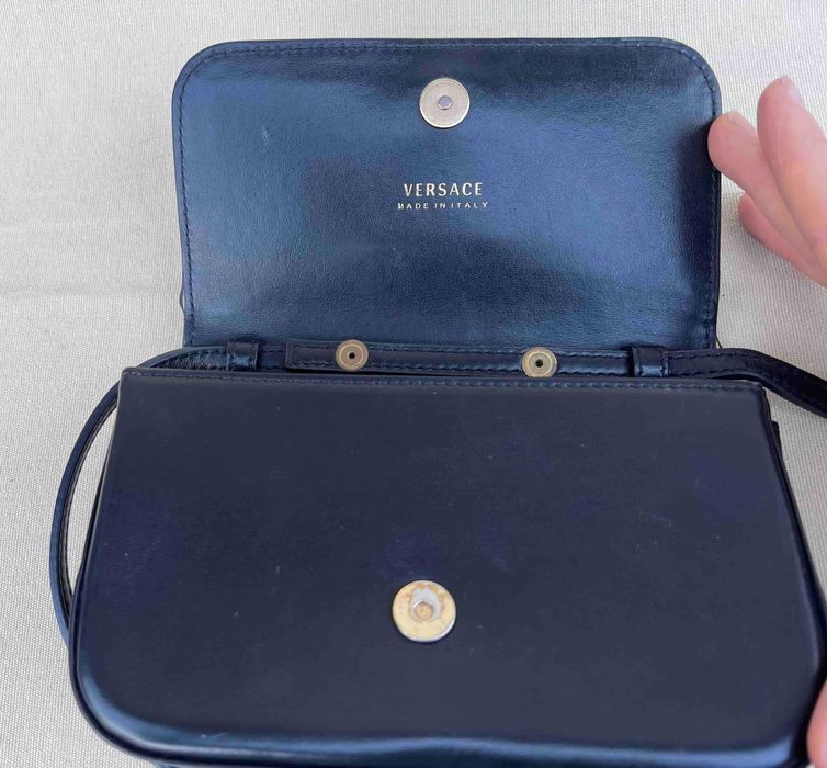 Versace Virtus Superba Geanta Umar Postas Piele Negru Original