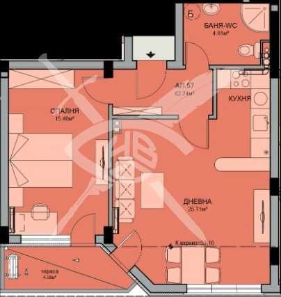 Продава се Двустаен апартамент в Бургас, Меден рудник - зона А - 62 кв.м за 979 €/кв.м - Снимка #1