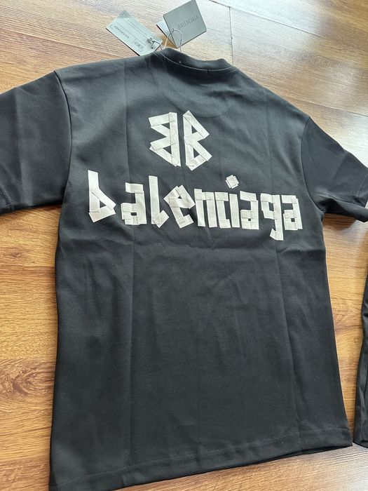Мъжки,памучен,черен къс комплект Balenciaga с щампа на гърба