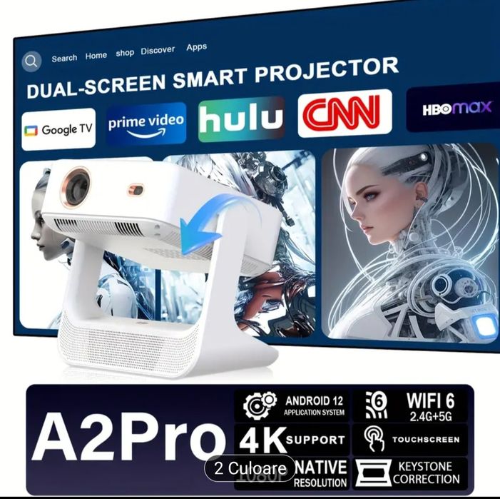 Videoproiector cu display și touchscreen 4k