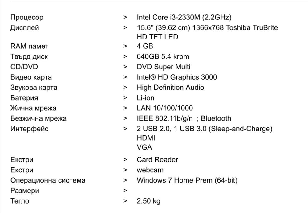 Лаптоп Toshiba Satellite L750-1E1