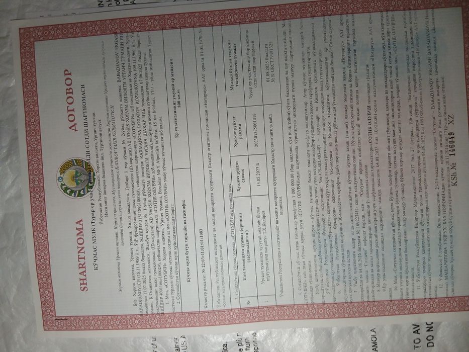 Joy o'rin sotilodi dokument 100% sorochni