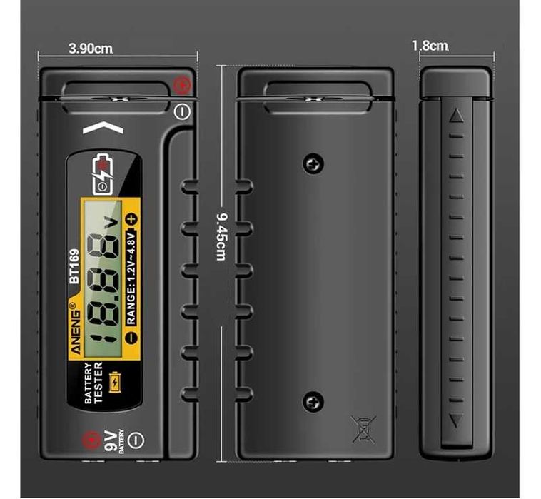 Tester baterii acumulatori 1.2V - 9V celule Litiu-Ion Aneng BT169