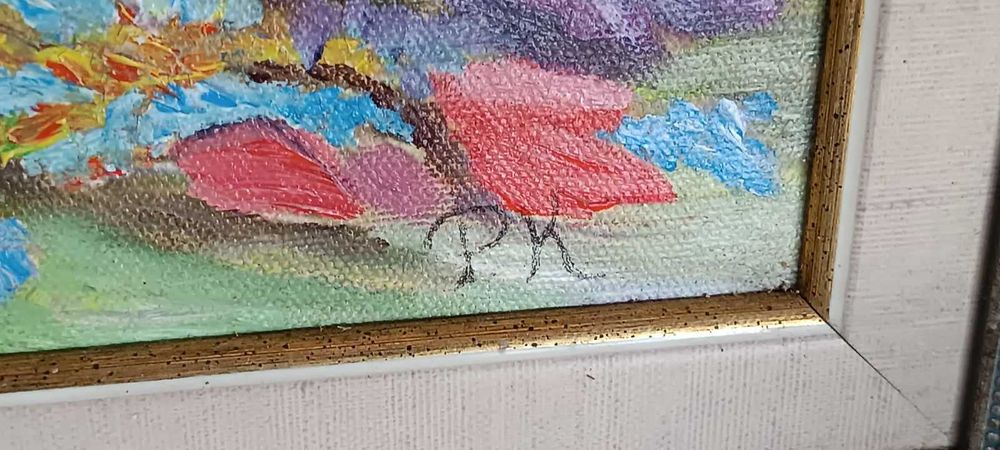 ръчно рисувана маслена картина – букет с цветя