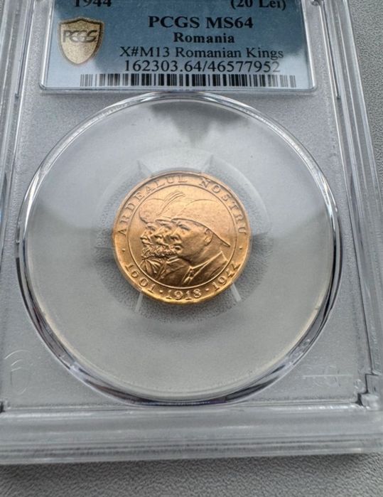 Moneda medalie aur Ardealul Nostru 6,55 grame 20 lei 1944