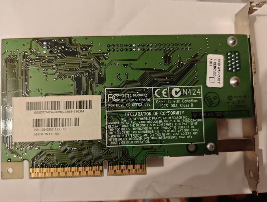 Placa video retro ATI Rage 128 Pro Turbo AGP 8MB