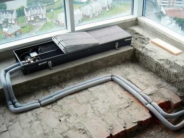 Установка внутрипольных конвекторов