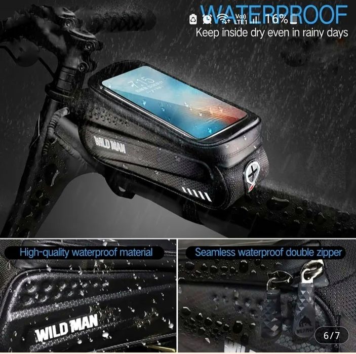 Водоустойчива чанта за рамка на велосипед WILD MAN