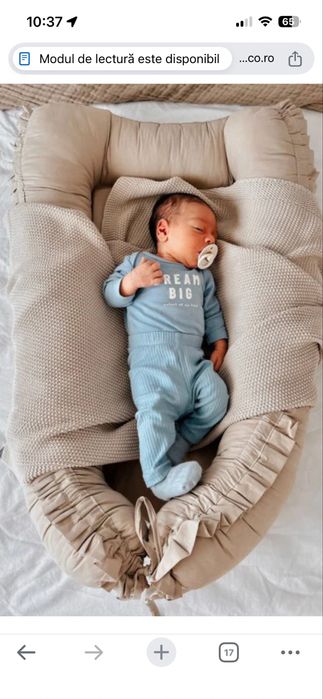 Babynest bebelusi alb cu volane potrivit de la nastere