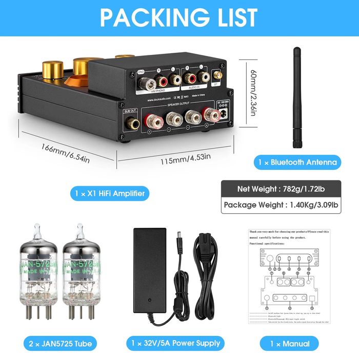 Усилвател Лампов, 160Wx2 Douk Audio X1