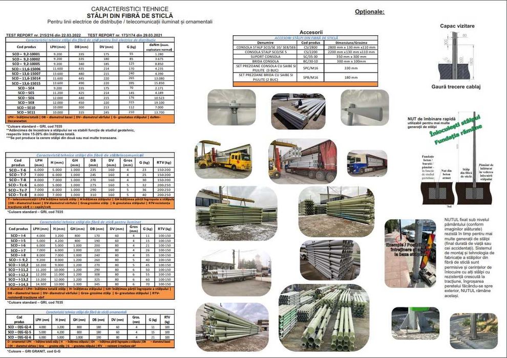 Stalp/ Stalpi iluminat/ electrici /fibra de sticla