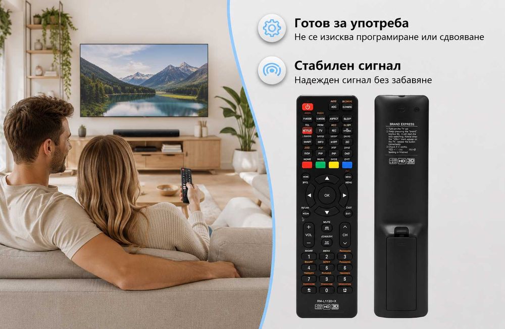 Универсално дистанционно за климатик или телевизор  (LCD/LED/Smart TV) – съвместимо с много модели