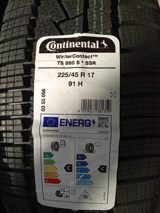4 Нови зимни гуми 225/45R17 Continental WC TS860S* SSR RSC RunFlat 91H