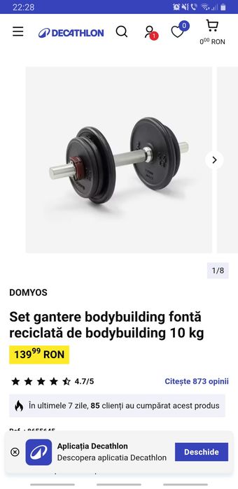 Doua kit-uri gantere 10kg dechatlon