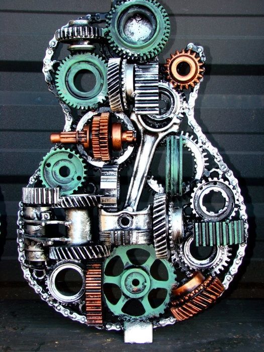 Sculptura fier- Decor industrial de perete Chitara-Doar 3 disponibile.