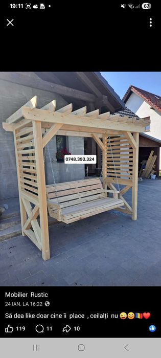 Balansoar  lemn masiv rotund set masa