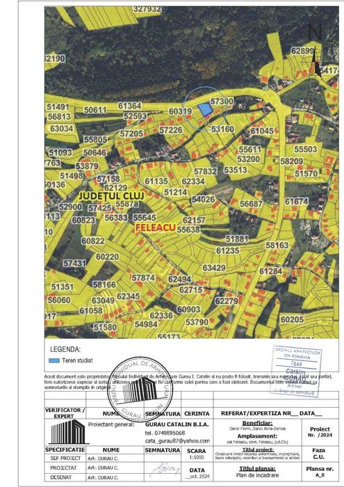 Teren 861 mp cu C.U. valabil, proiect casa si avize  in lucru -Feleacu