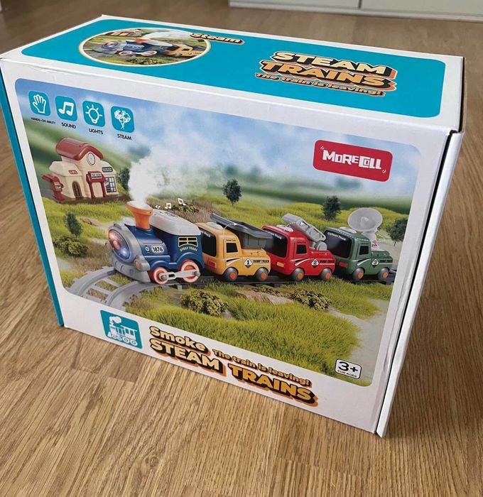 MORECOLL Комплект влакче за малки деца с пара, музика и светлини