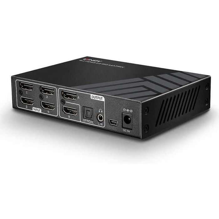 Матричен превключвател LINDY 4×2 HDMI 2.0 18G 38084