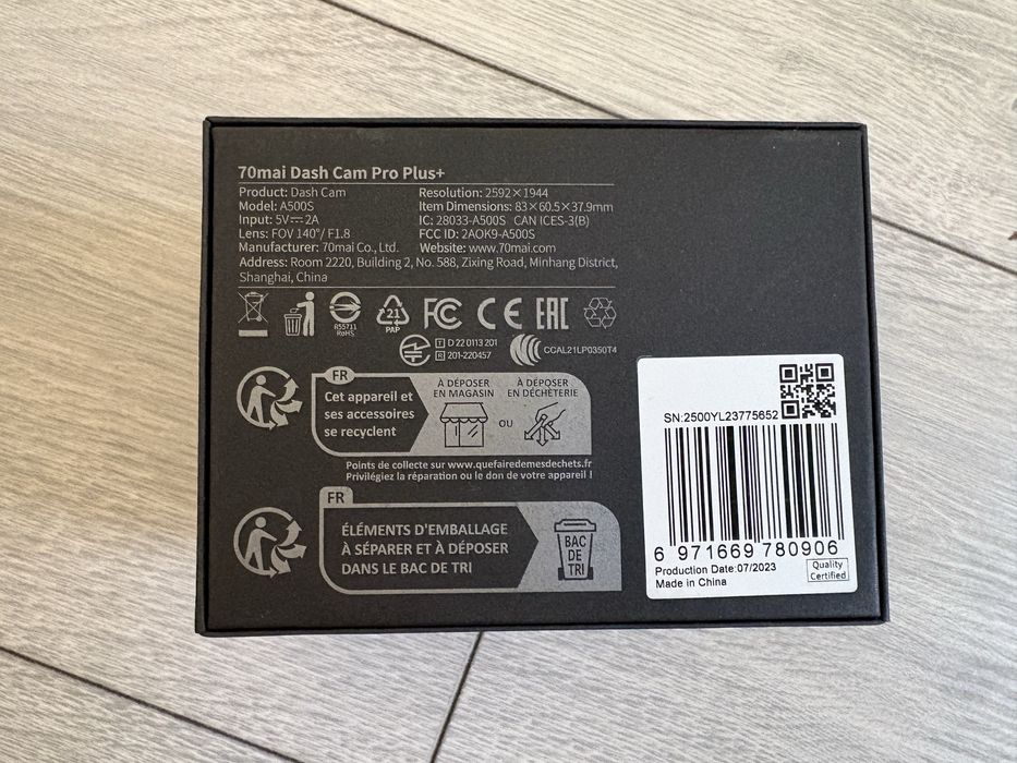 Camera de bord 70mai Dash Cam Pro Plus+ si camera spate