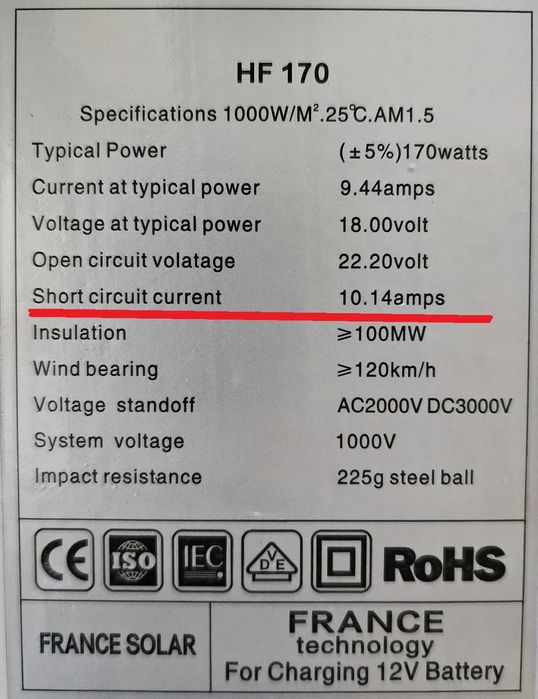 Фотоволтаичен панел 170w за 12в системи солар 10.1А соларен панел 170