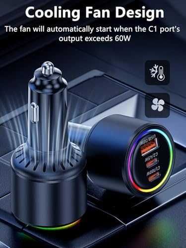 Ново USB C зарядно за кола 175W PD 100W бързо зареждане за iPhone и лаптопи