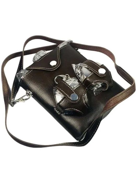 Фляжка из нержавеющей стали в чехле из экокожи со стопками (0,5 л.)