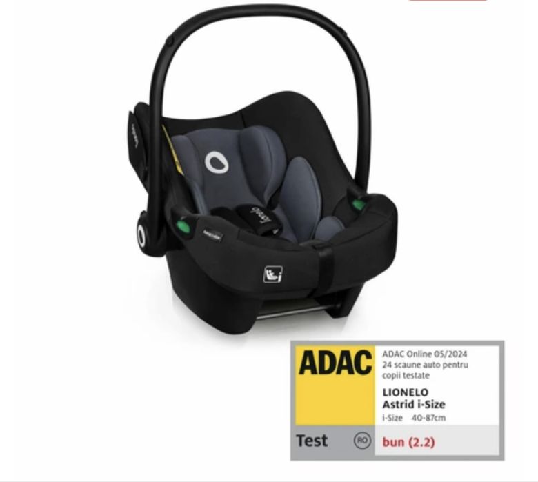 Scoica auto Lionelo Astrid I-Size, 0-13 Kg/40-87 cm, certificata ADAC