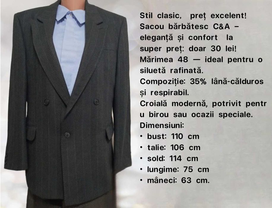 Sacouri pentru bărbați, din lână