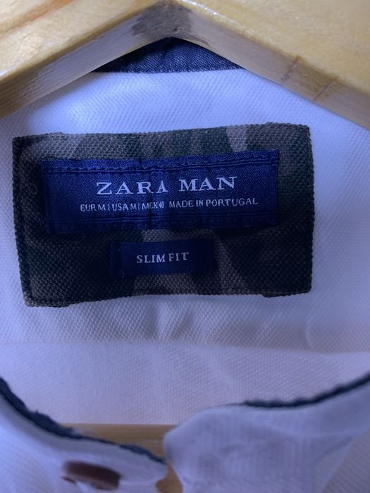 Рубашка ZARA MAN с коротким рукавом и воротником-стойкой (M, Slim Fit)