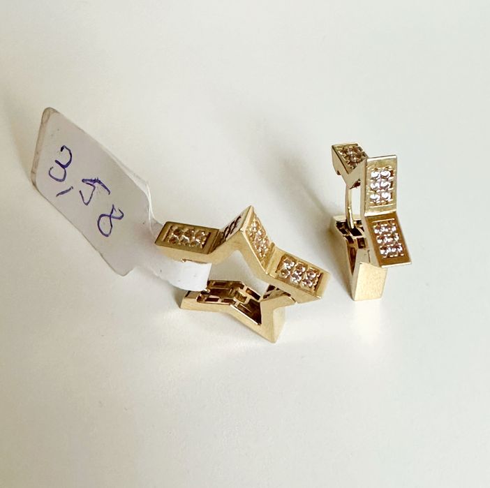 Cercei aur 14k Stele cu zirconii, 3.58 g strălucitori