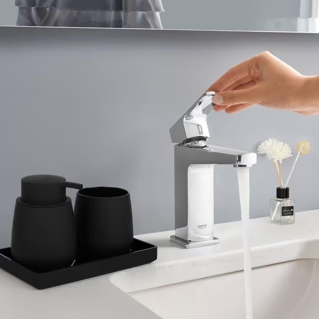 Set Complet Accesorii Baie Cos Perie Dispenser Negru Nou