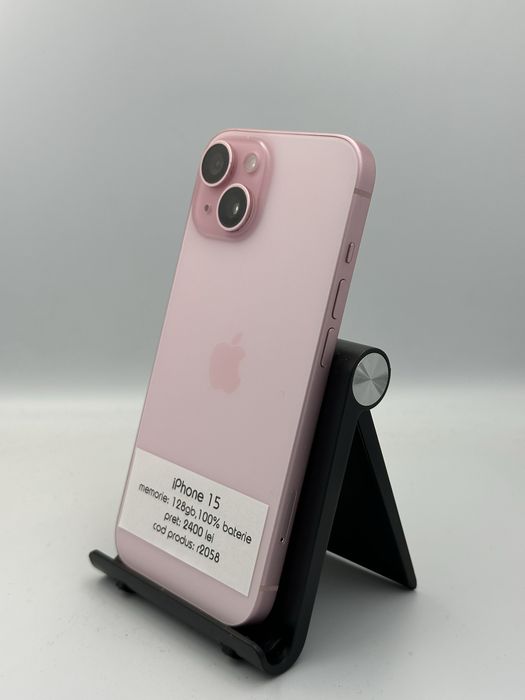 Iphone 15 - 128GB, 100% baterie, 1 an garantie