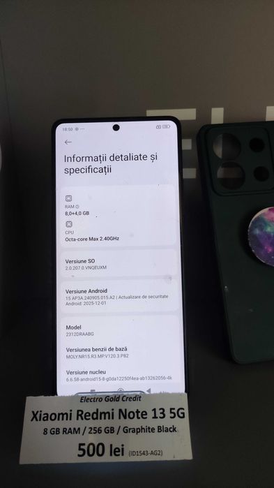 Xiaomi Redmi Note 13 5G 8GB RAM/256GB/Graphite Black/Aspect Impecabil! ID1543