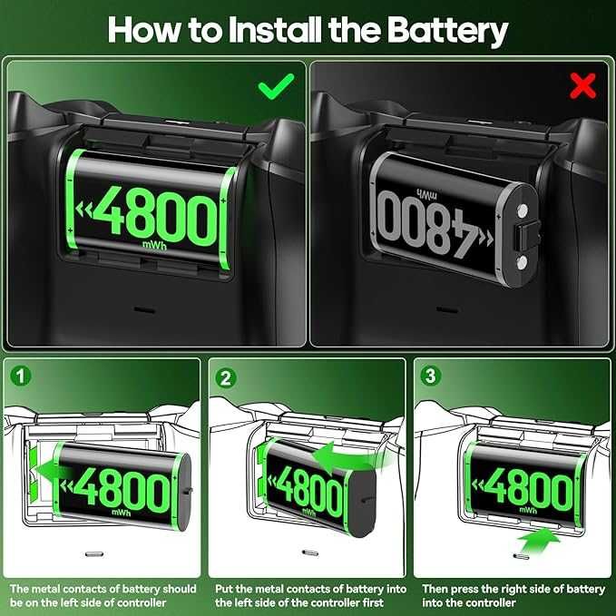 OIVO Комплекти батерии за Xbox контролери  със станция за зареждане