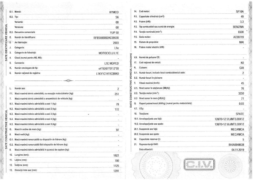 Scuter Kymco YUP50