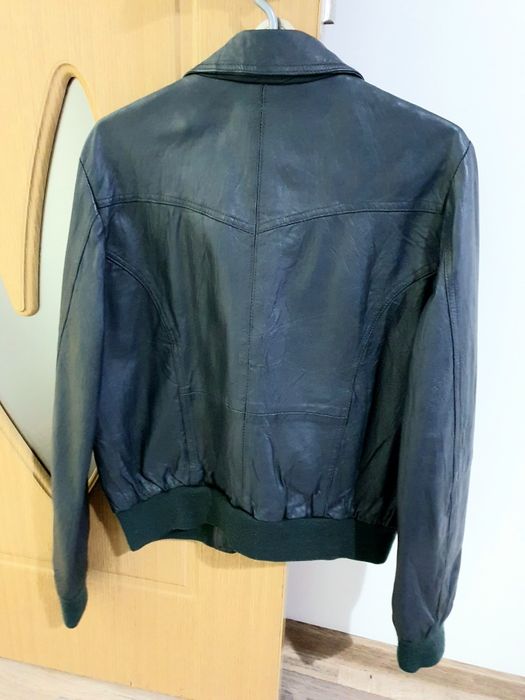 Geaca piele bleumarin