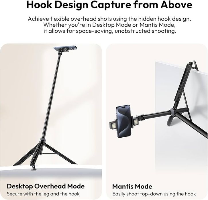 Ulanzi TT 88 magnit shtativ i selfie palka. Rangi Oq Qora