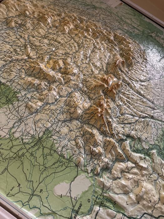 Harta Romaniei 89’  3d relief comunista vintage colectie 100x75