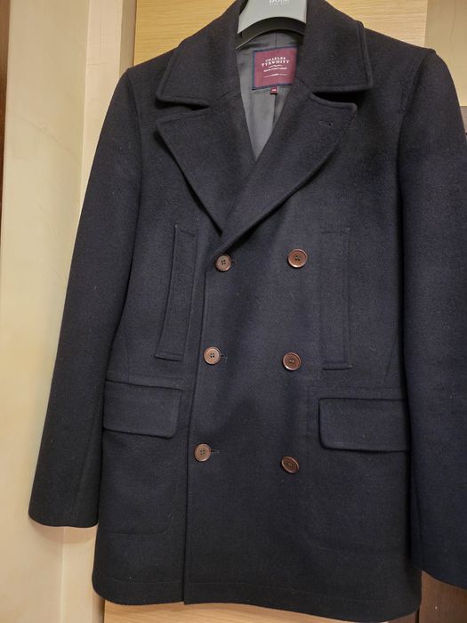 Стилно мъжко палто от вълна и кашмир