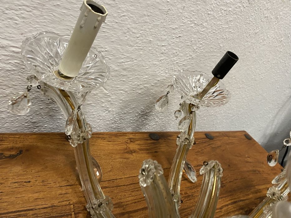 Италиански Кристален полилей с месингова основа