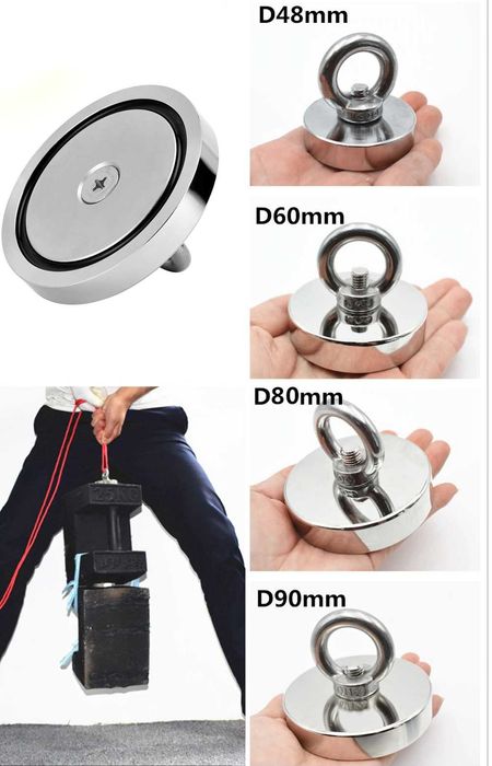 120mm 650кг МАГНИТ за магнитен риболов, с кука (халка) Magnet fishing