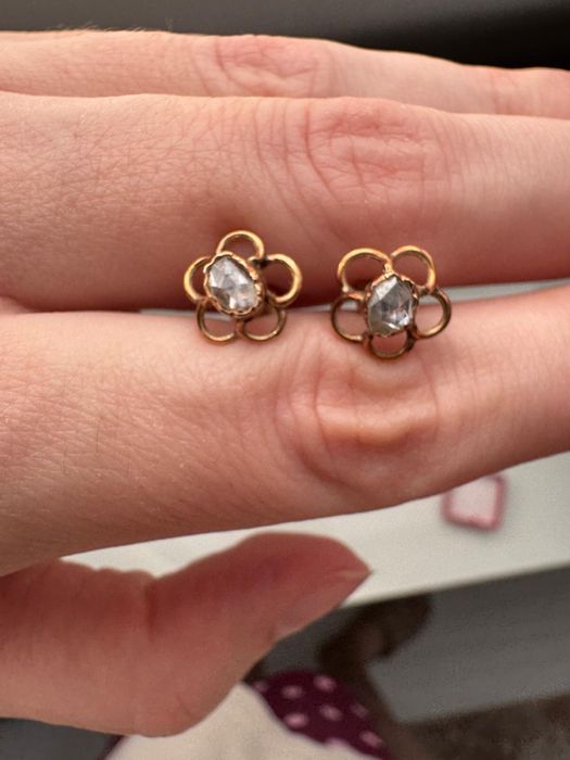 Cercei din aur 14 k si diamante naturale