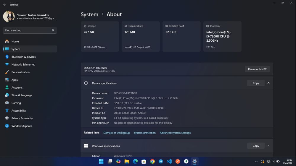 HP ENVY x360 m6 Convertible — sensorli, 360° aylanuvchi ekran