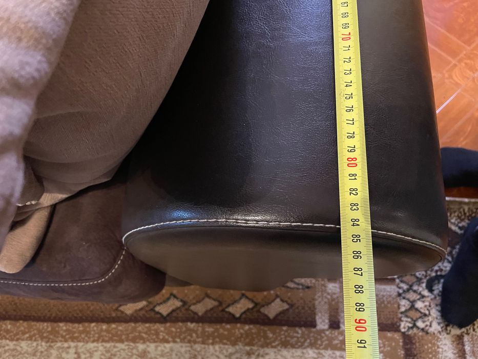 Триместен диван велур и кожа + ПОДАРЪК ел. уред за палачинки Delimano