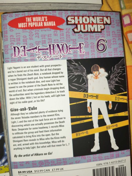 Volumele 1–6 din Death Note (ediția standard în limba engleză, Viz Media).l