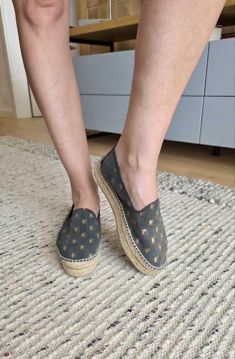 Espadrile Manebi din piele naturala cu talpa dubla de iuta, marimea 40