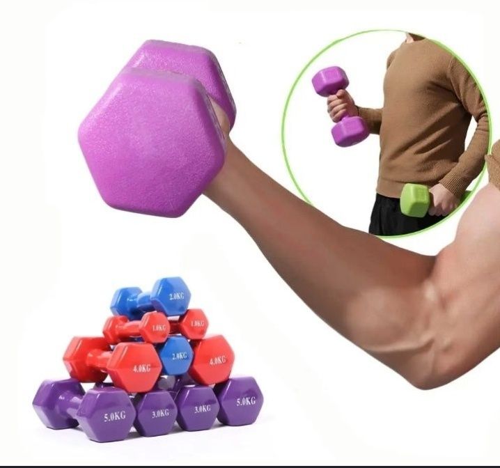 Гантель, цветные, для фитнеса