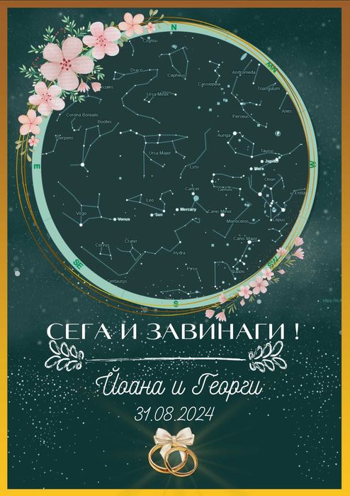 Оригинални Астрологични Звездни Рождени карти портрет Бебешки визитки