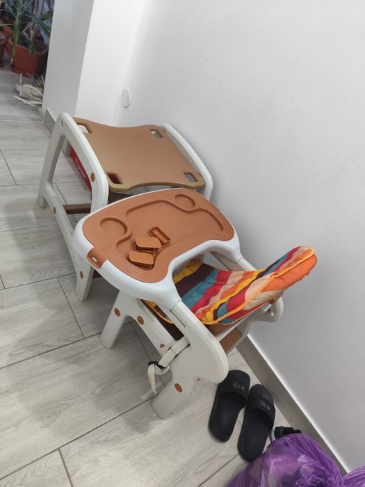 Scaun de masa JUJU Eat&Play JU3002-BROWN-CIRCUS, 6 luni - 5 ani, maro